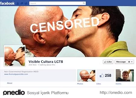 İki adamın öpüştüğü bir fotoğraf, “siyasi, cinsel veya diğer türlü hassas” doğanın ahlaki koduna uymadığı için Facebook tarafından kaldırıldı.